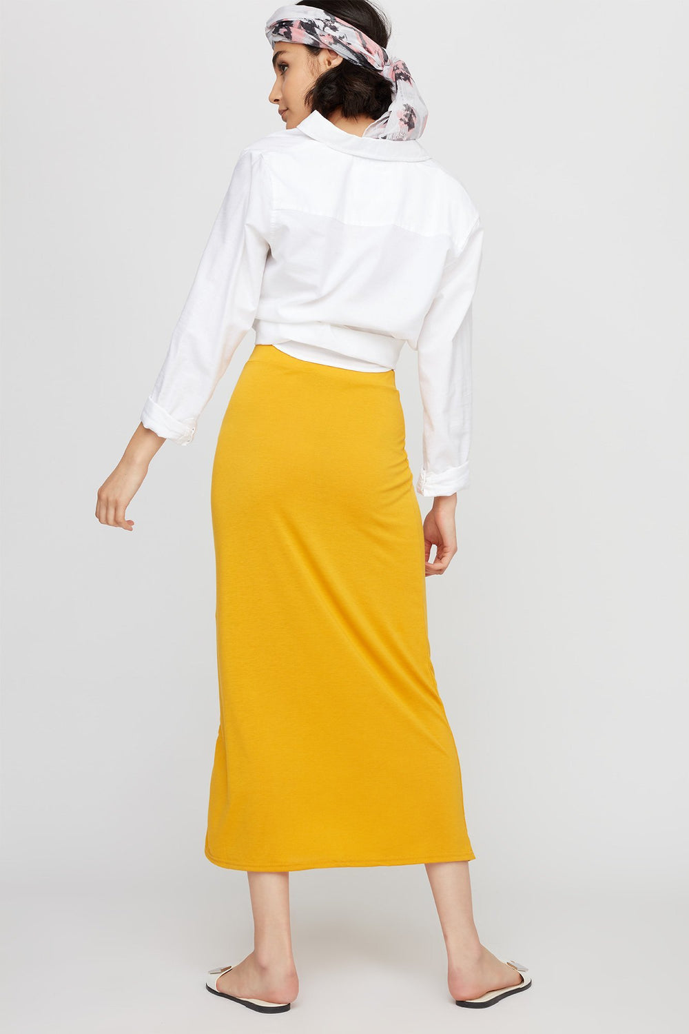 Women High-Rise Pull-On Maxi Skirt Mustard