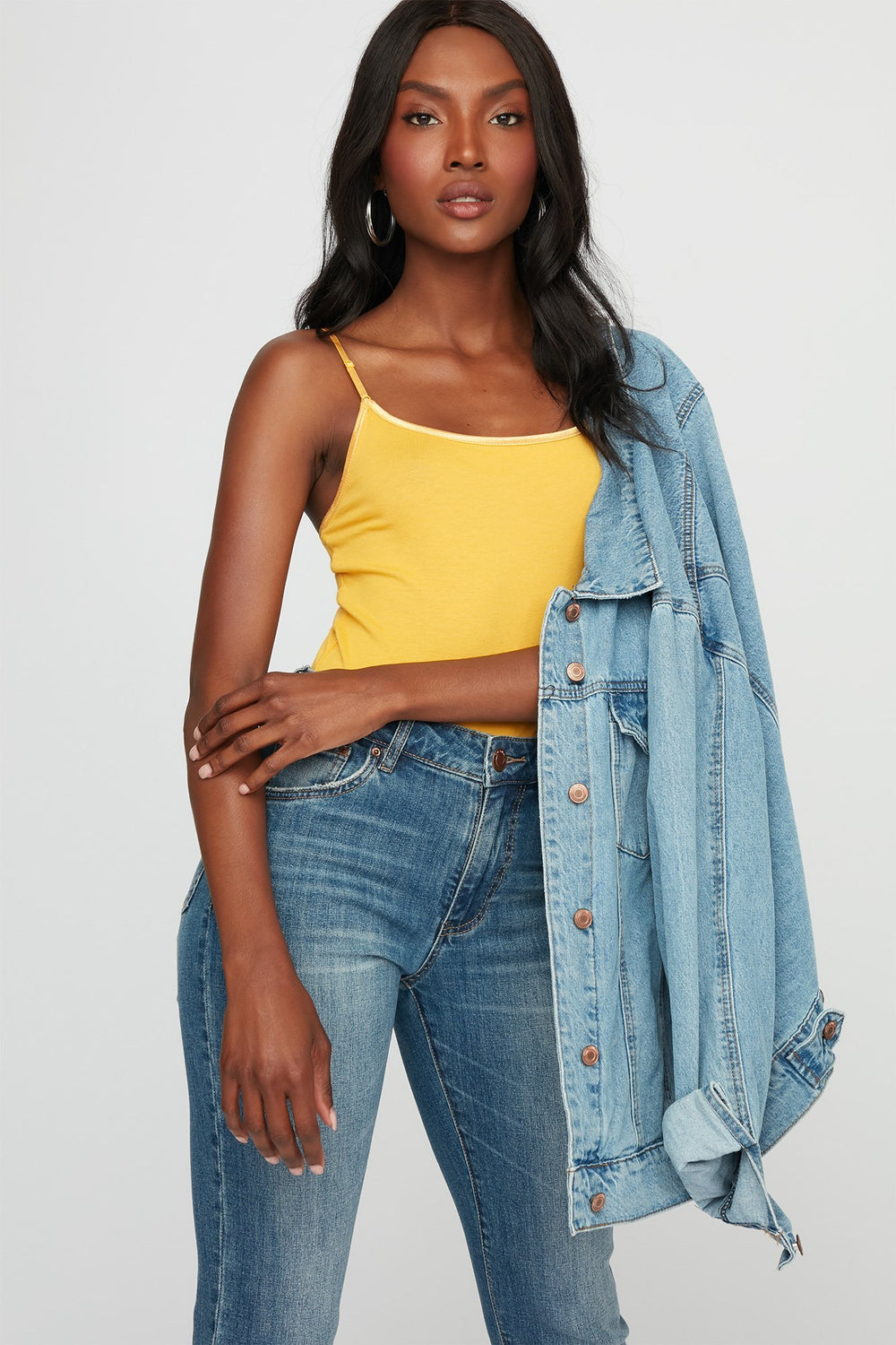 Women Scoop Neck Coloured Basic Camisole Mustard