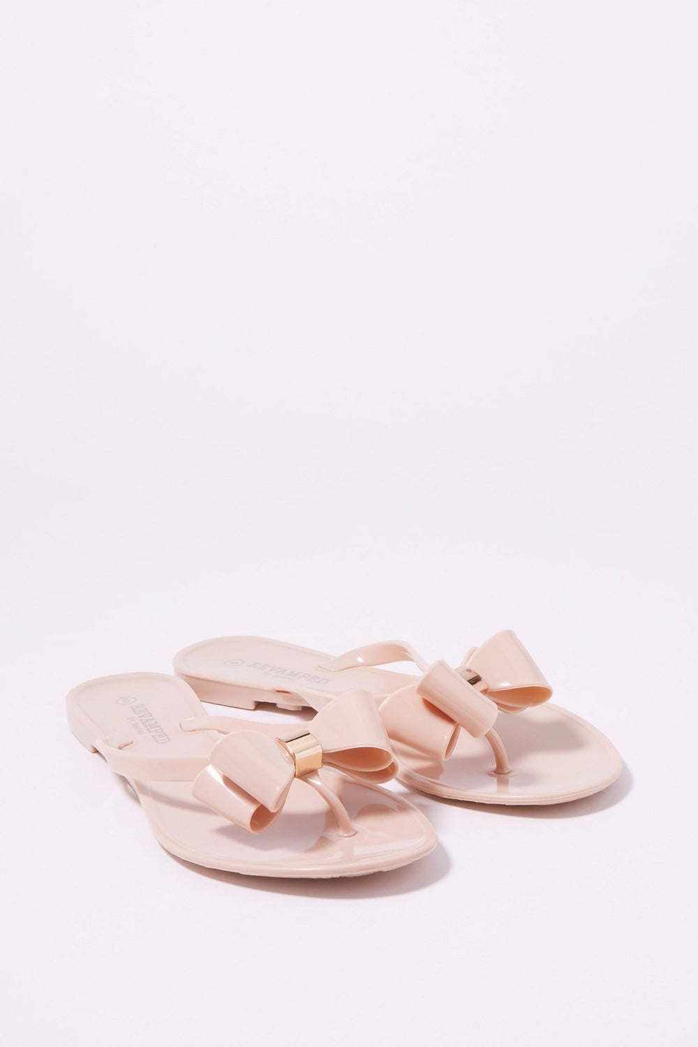 Women Bowtie Flip Flop Slip-On Sandal Natural
