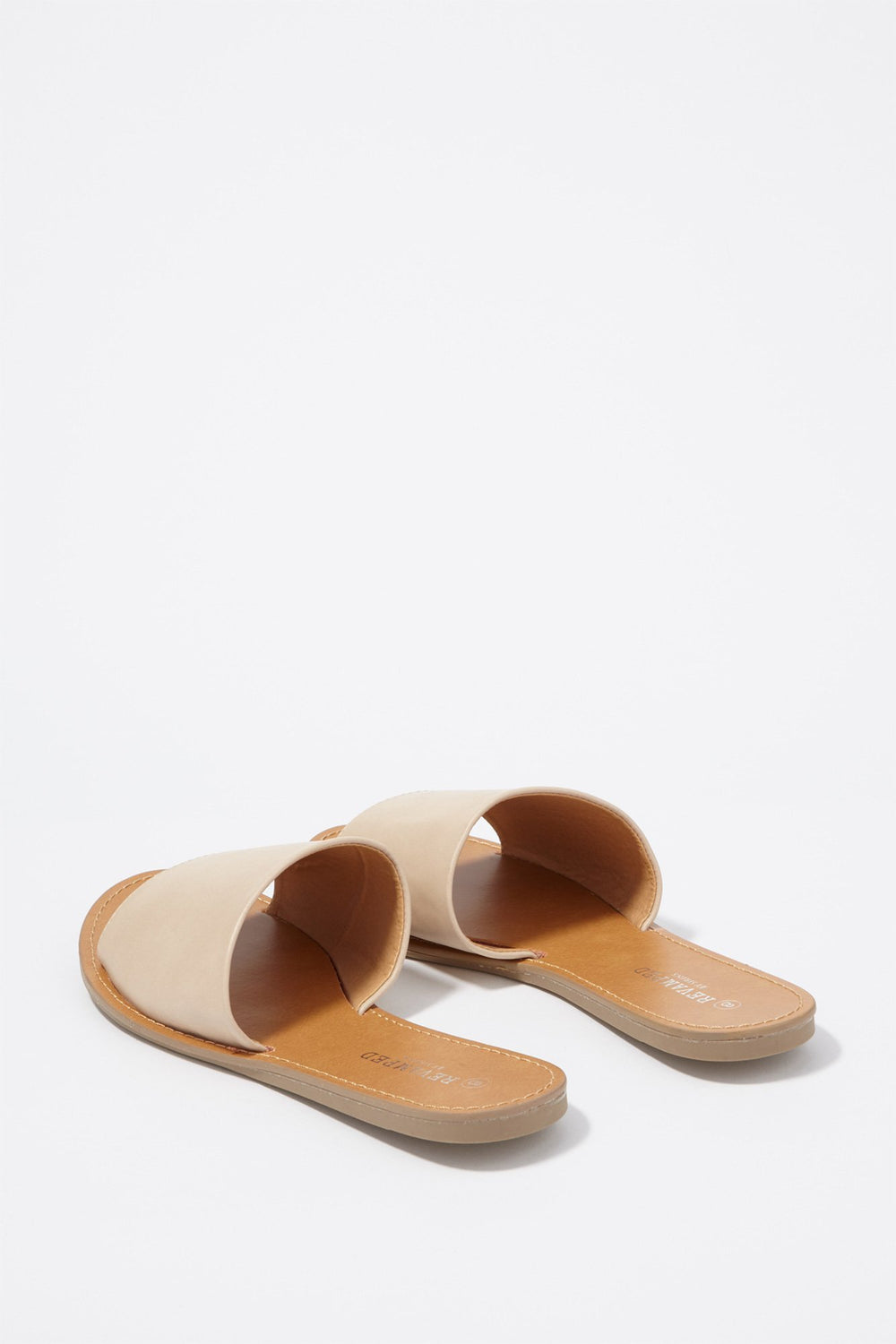 Women Faux-Leather Banded Slip-On Sandal Natural