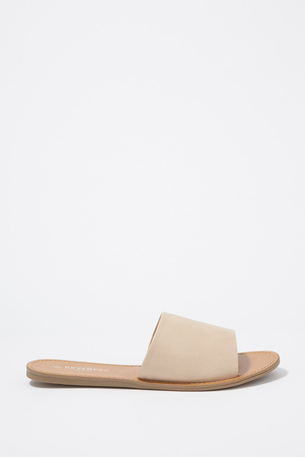 Women Faux-Leather Banded Slip-On Sandal Natural