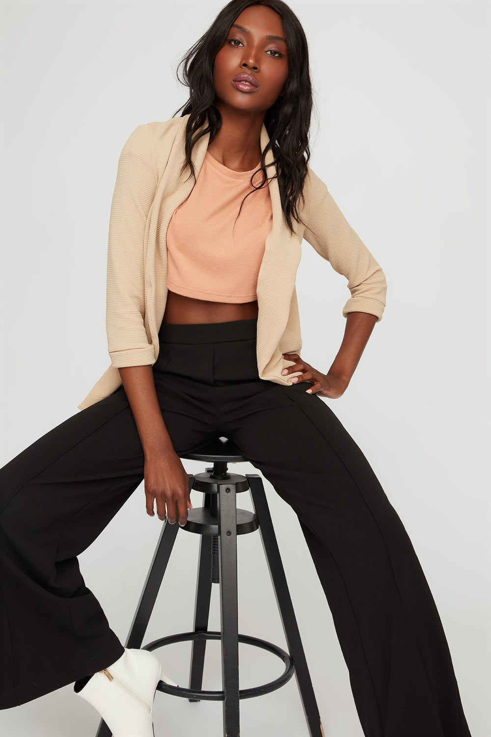 Women Open-Front Blazer Natural