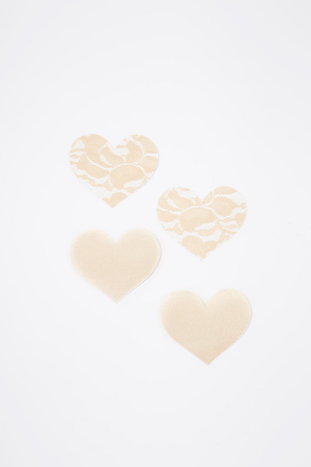 Women Satin Heart Nipple Pads (2 Pairs) Natural
