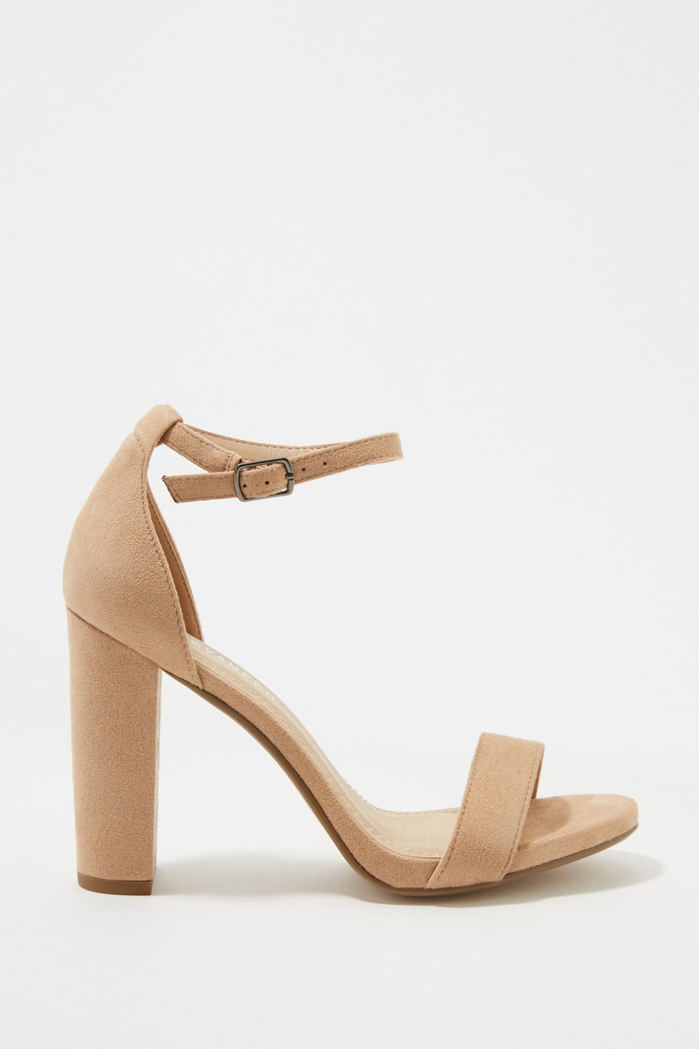 Women Faux-Suede Banded Block Heel Sandal Natural