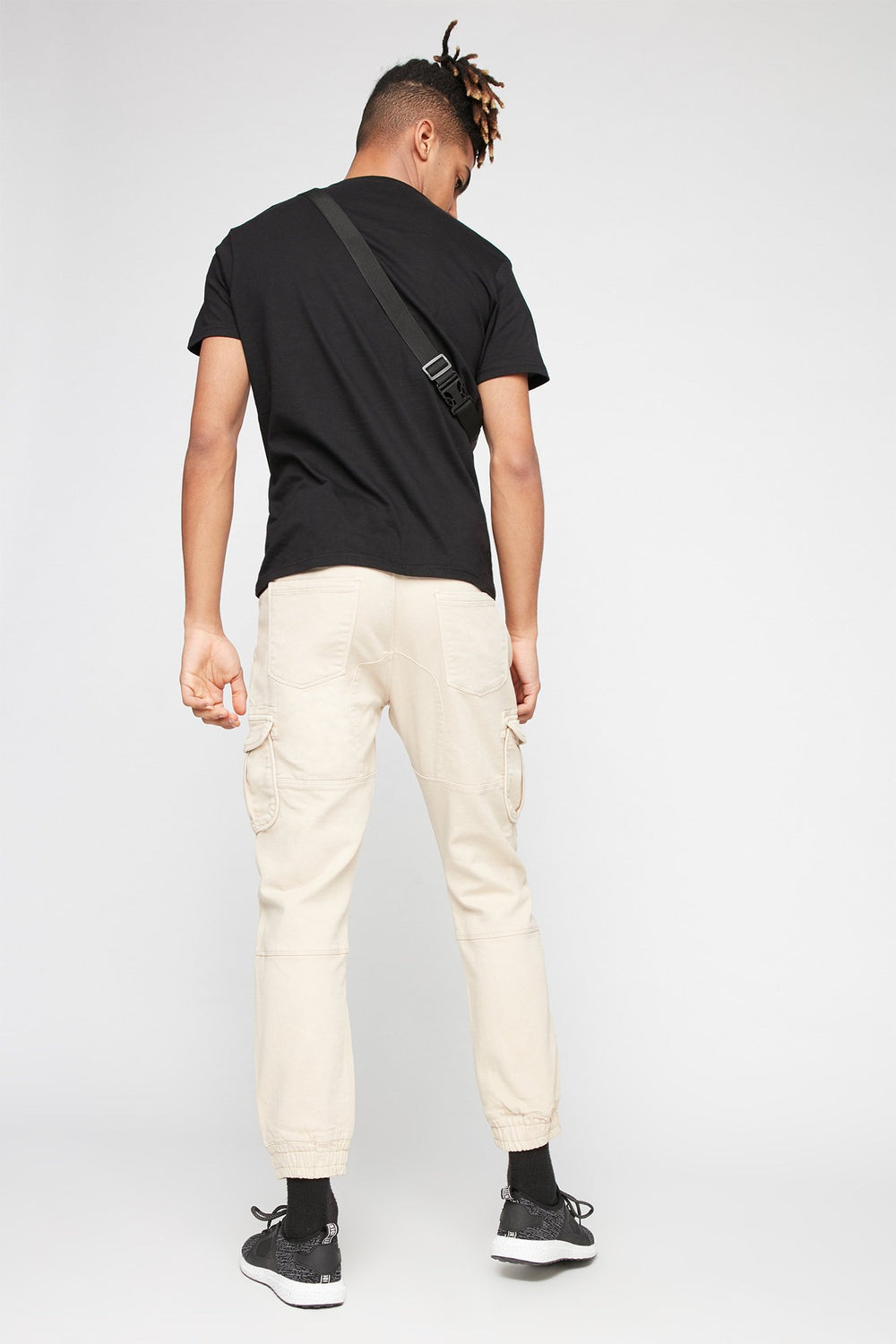 Men Fleece Pocket Drawstring Cargo Jogger Natural