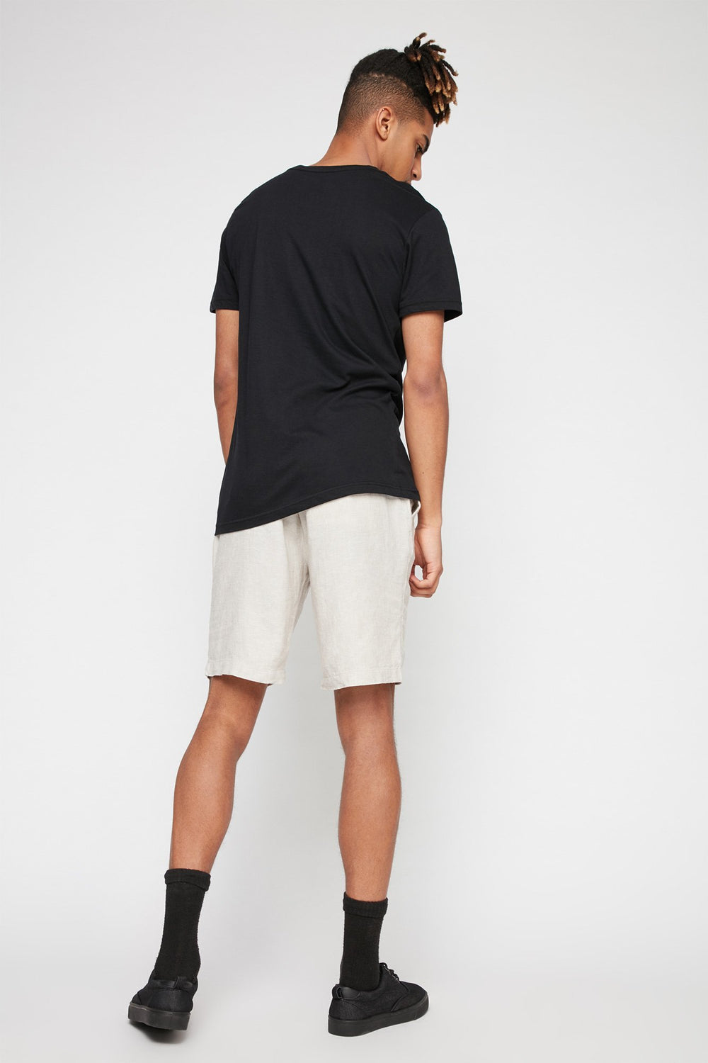 Men Slim Linen Short Natural
