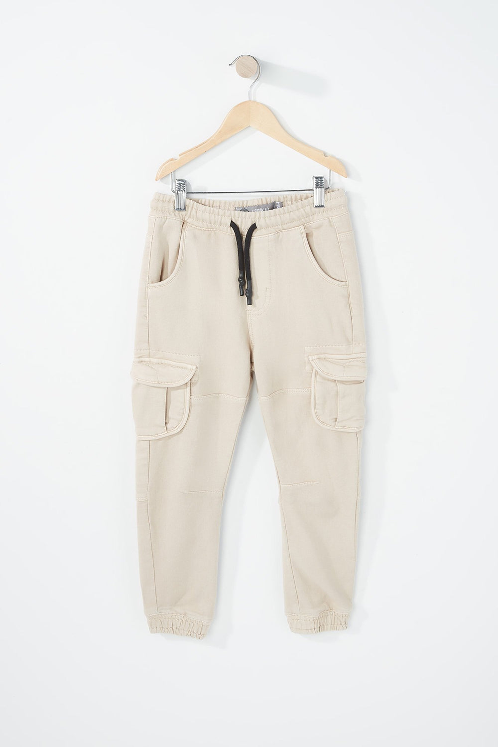 Kids Boys Fleece Drawstring Cargo Jogger Natural