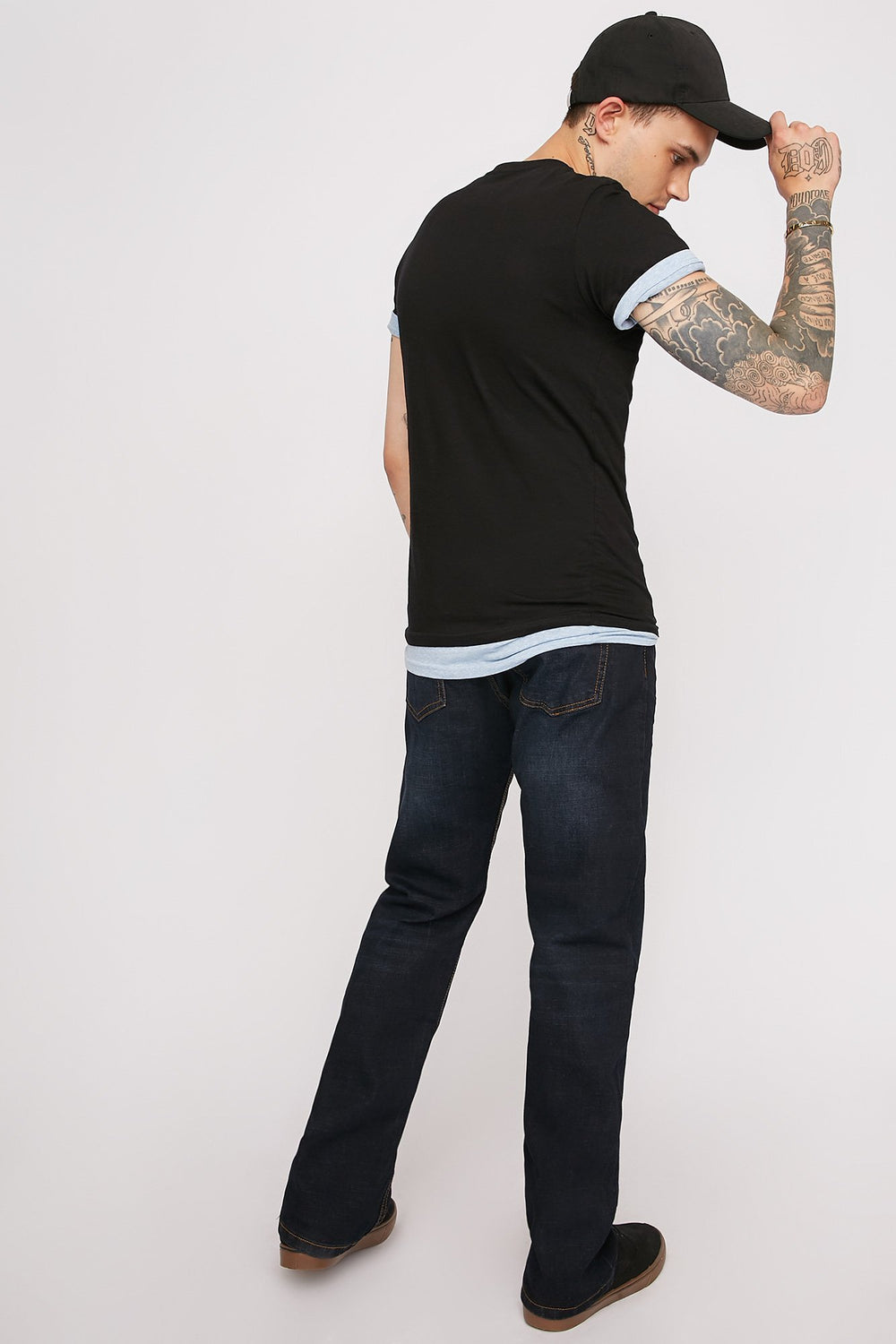 Men Dark Wash Stretch Bootcut Jean Navy Blue