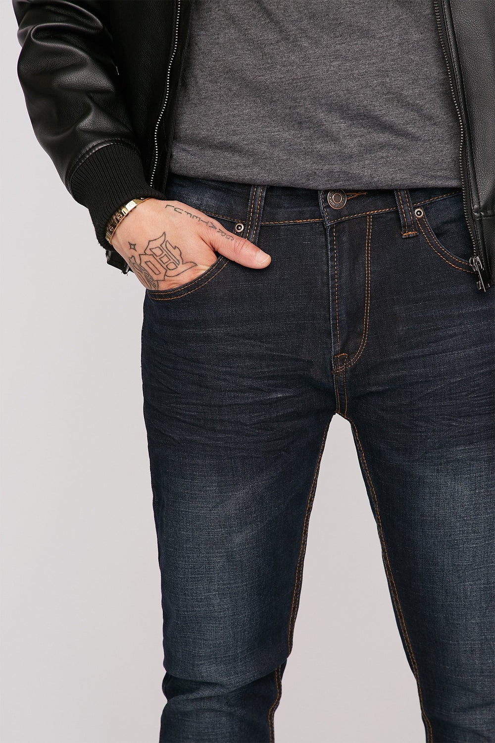 Men Dark Wash Stretch Skinniest Jean Navy Blue