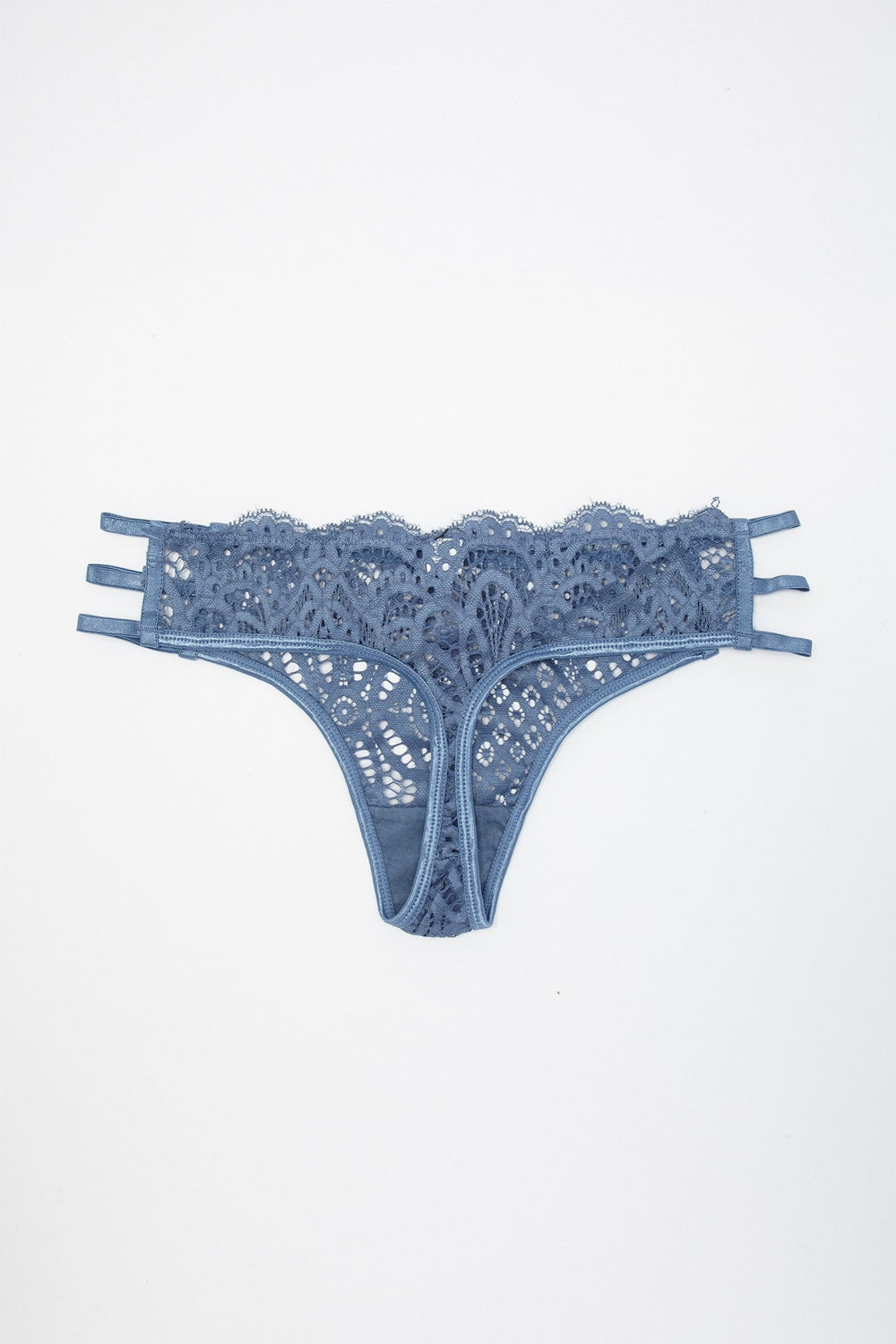 Women Lace Caged Thong Navy