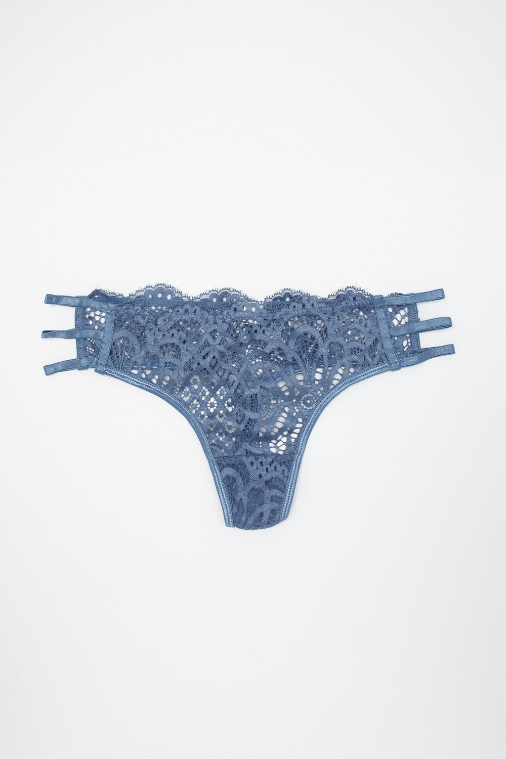 Women Lace Caged Thong Navy