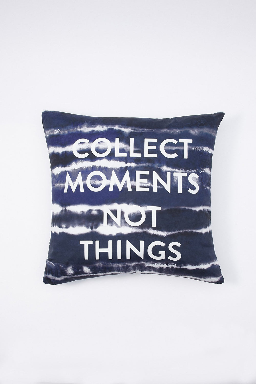 Women Collect Moments Not Things Tie-Dye Decorative Pillow Navy