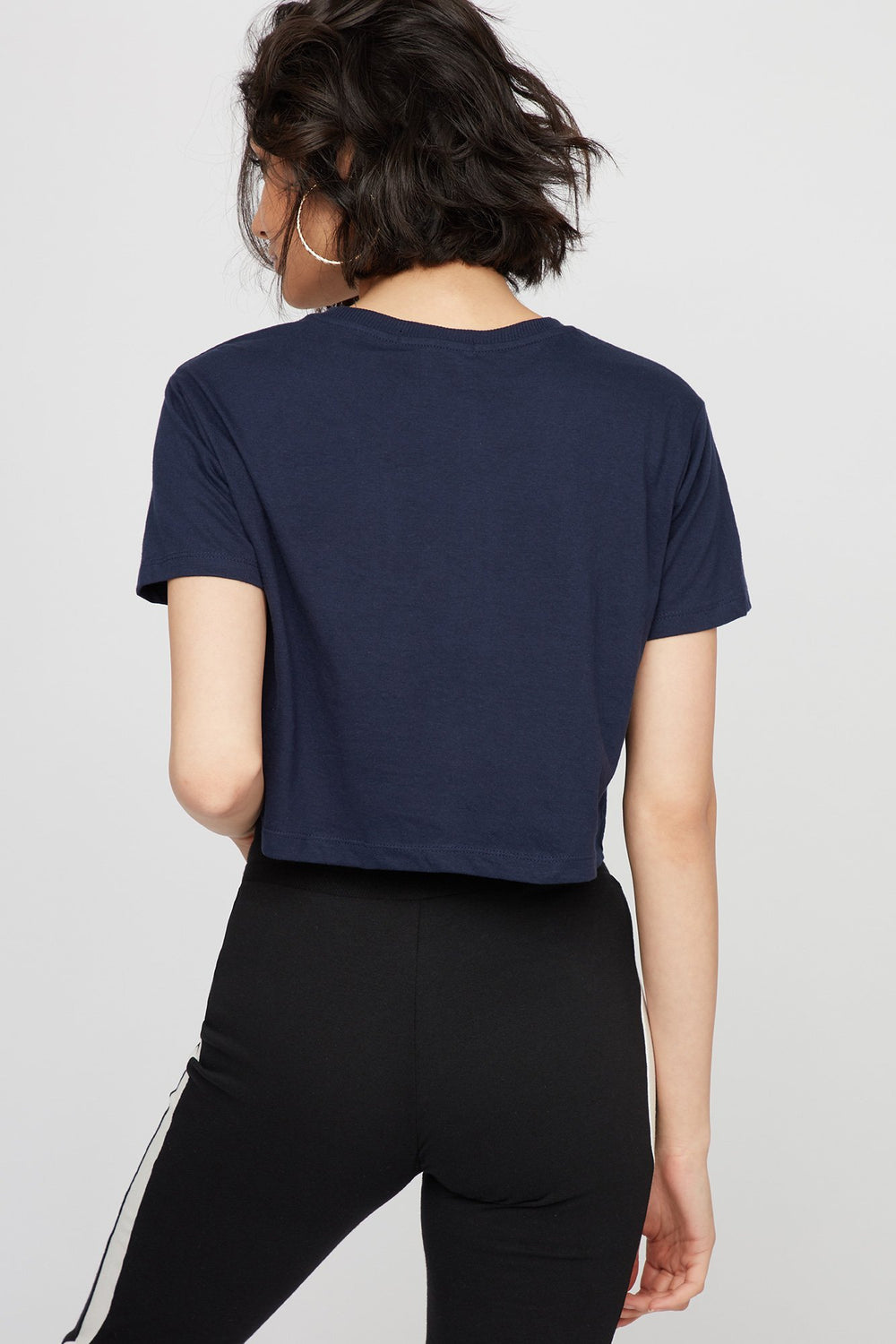 Women Cropped Graphic T-Shirt Navy