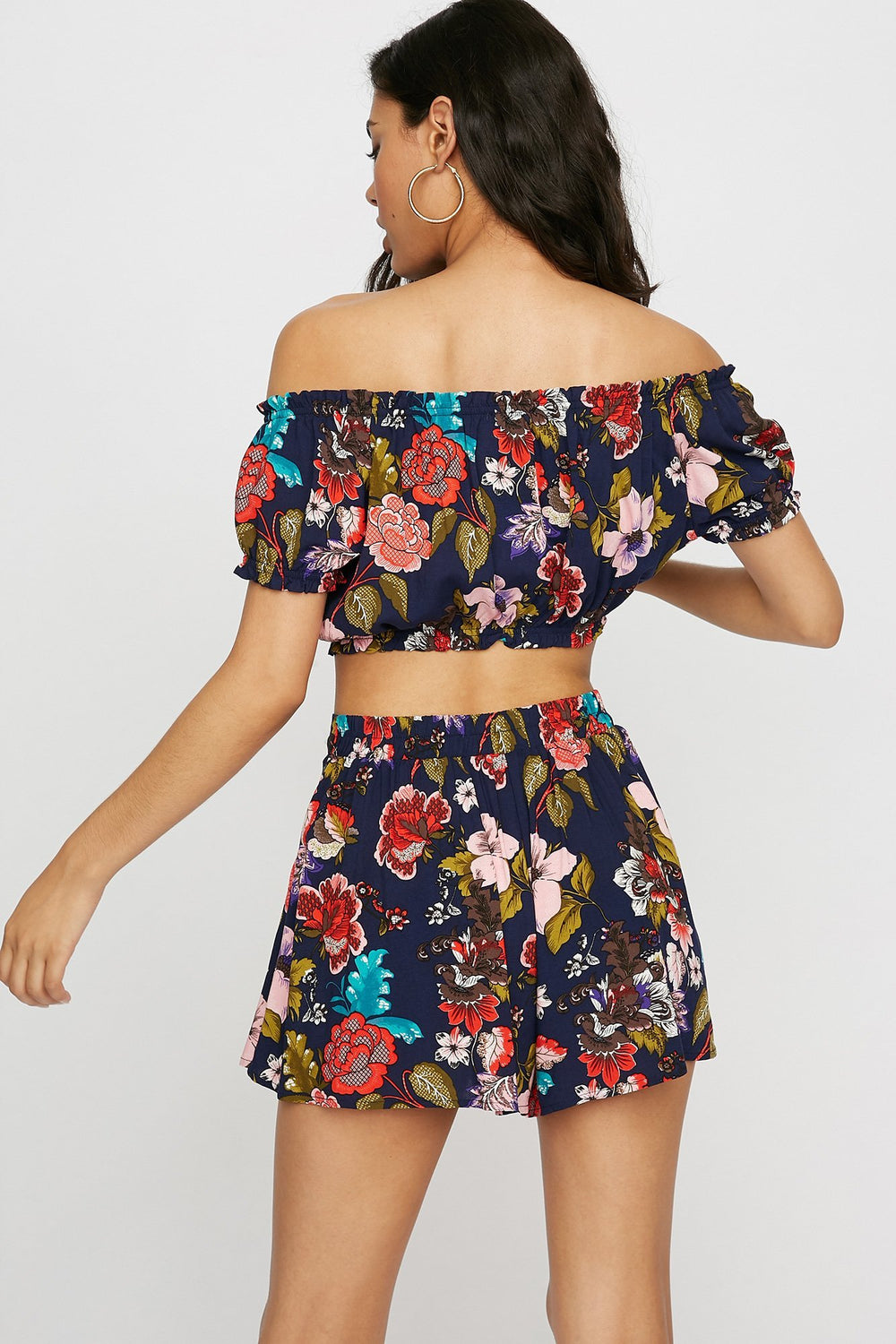 Women High-Rise Printed Lightweight Pull-On Short Navy