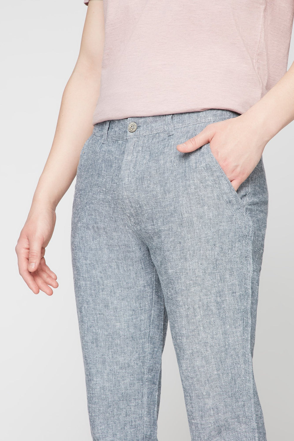 Men Linen Chino Pant Navy