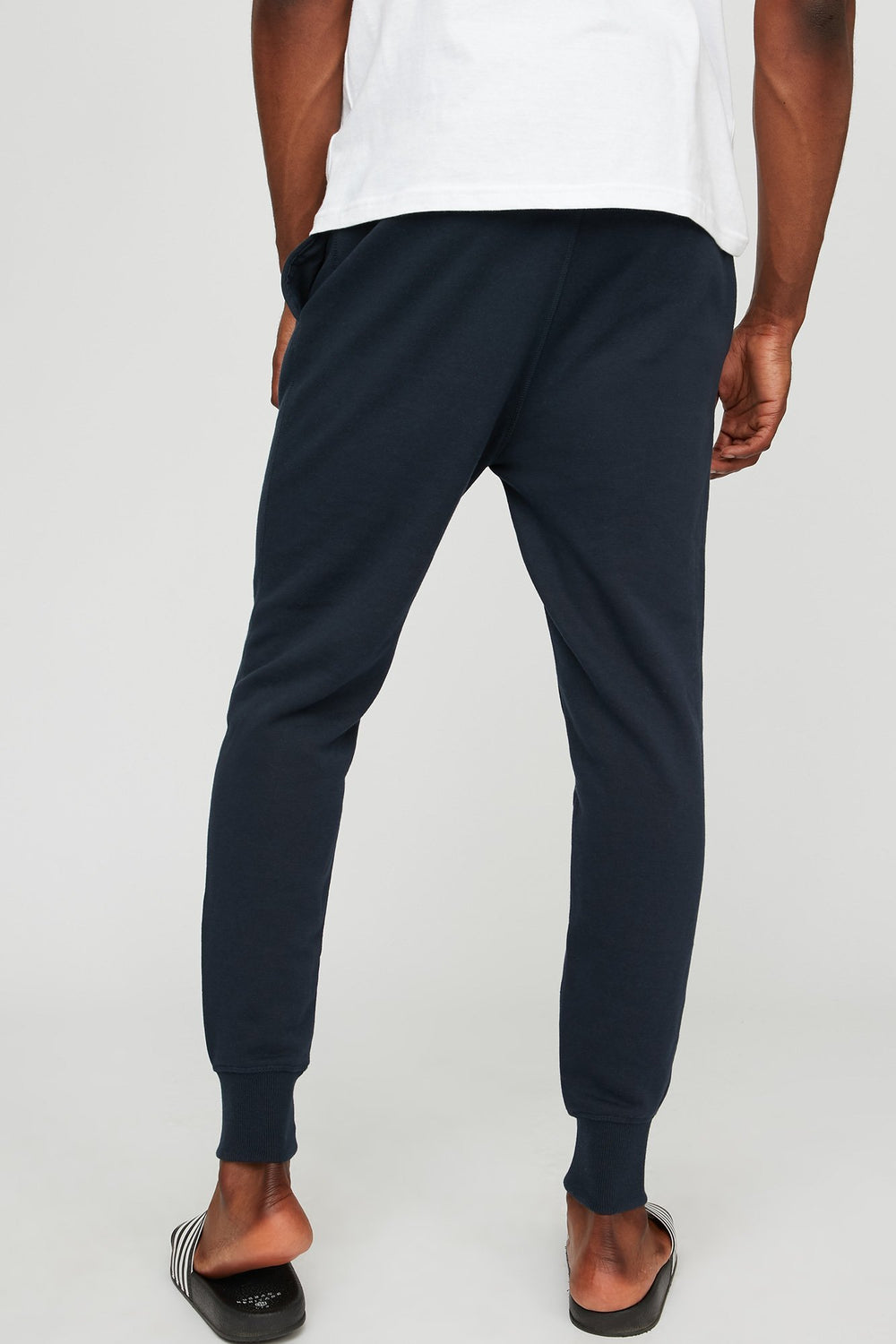 Men Slim Fleece Drawstring Jogger Navy