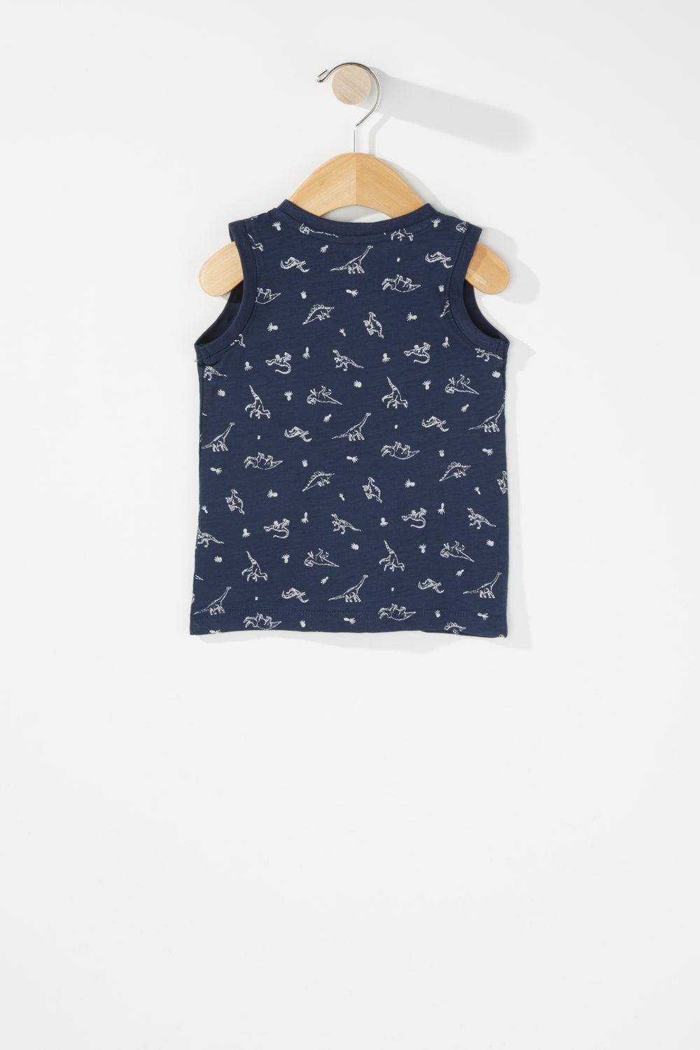 Kids Baby Boy 3-Tier Button Dinosaur Graphic Tank Navy