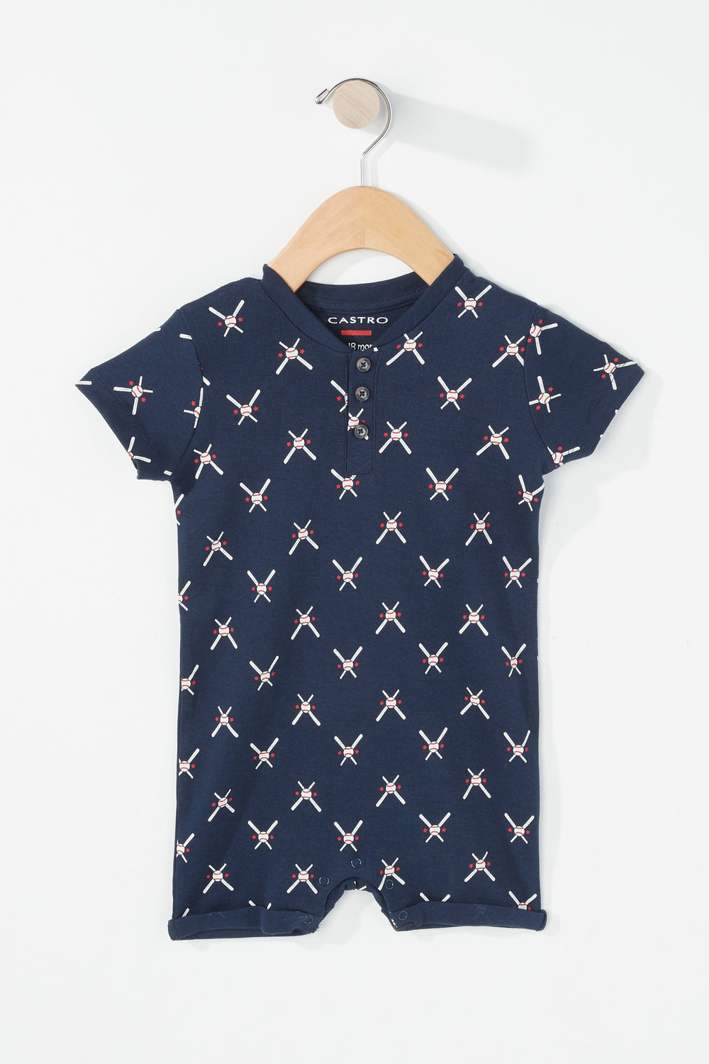 Kids Baby Boy Printed Roll-Up Onesie Navy