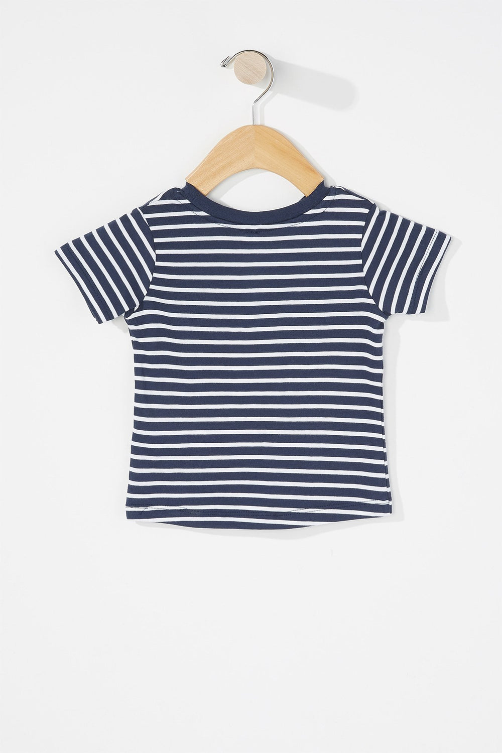 Kids Baby Boy Striped Embroidered Henley T-Shirt Navy