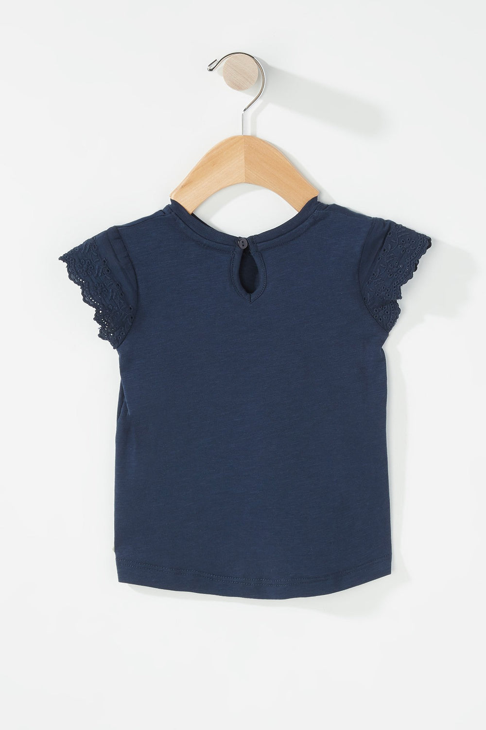 Kids Baby Girl Crochet Sleeve T-Shirt Navy