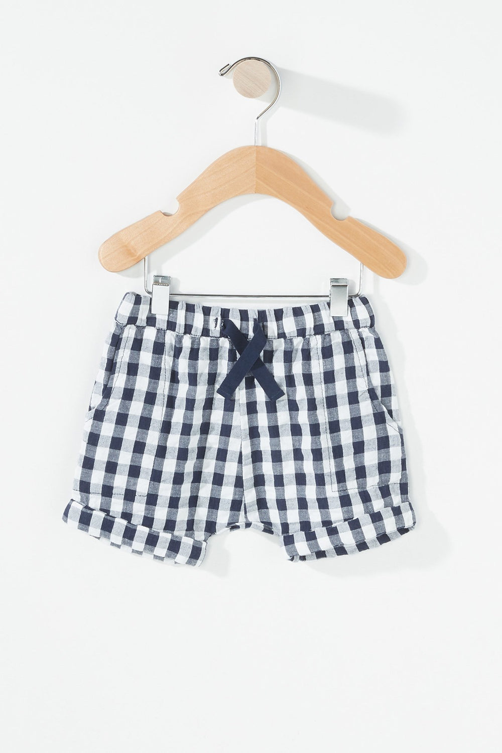 Kids Baby Girl Gingham Plaid Short Navy