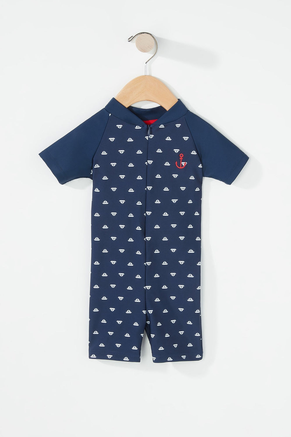 Kids Baby Girl One-Piece Anchor Printed Swimsuit Navy
