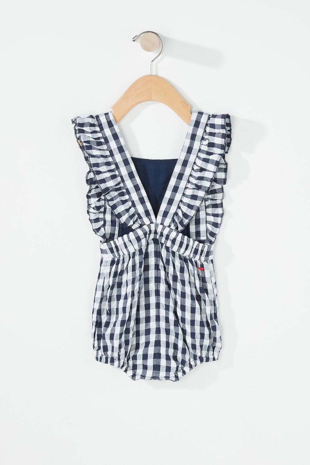 Kids Baby Girl Ruffle Plaid Onesie Navy