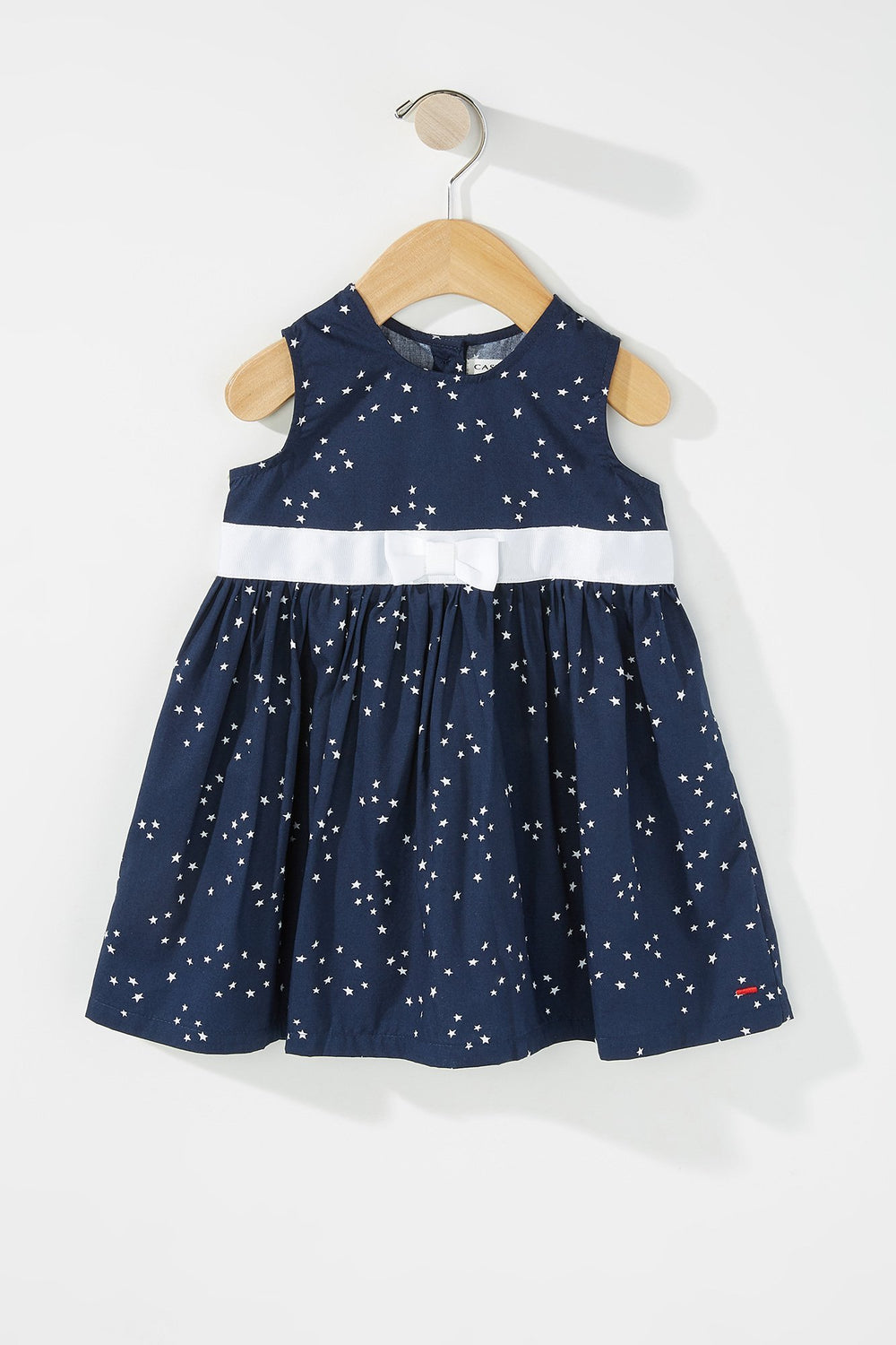 Kids Baby Girl Sleeveless Star Bowtie Pleated Dress Navy
