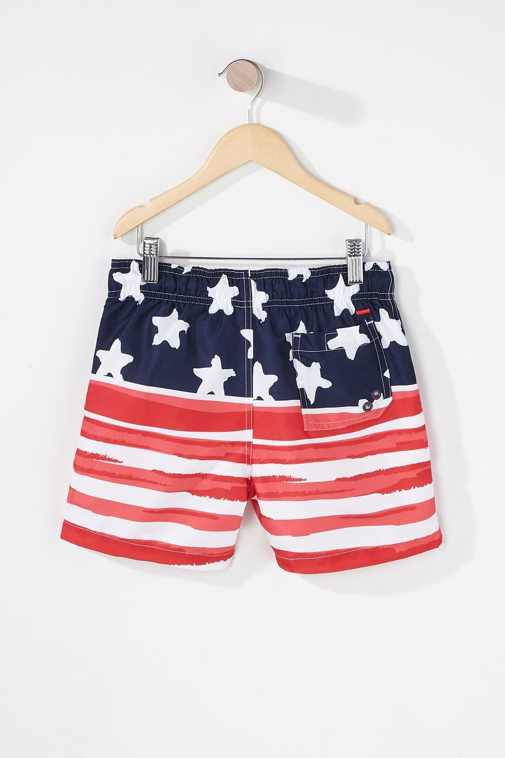 Kids Boys American Flag Drawstring Boardshort Navy