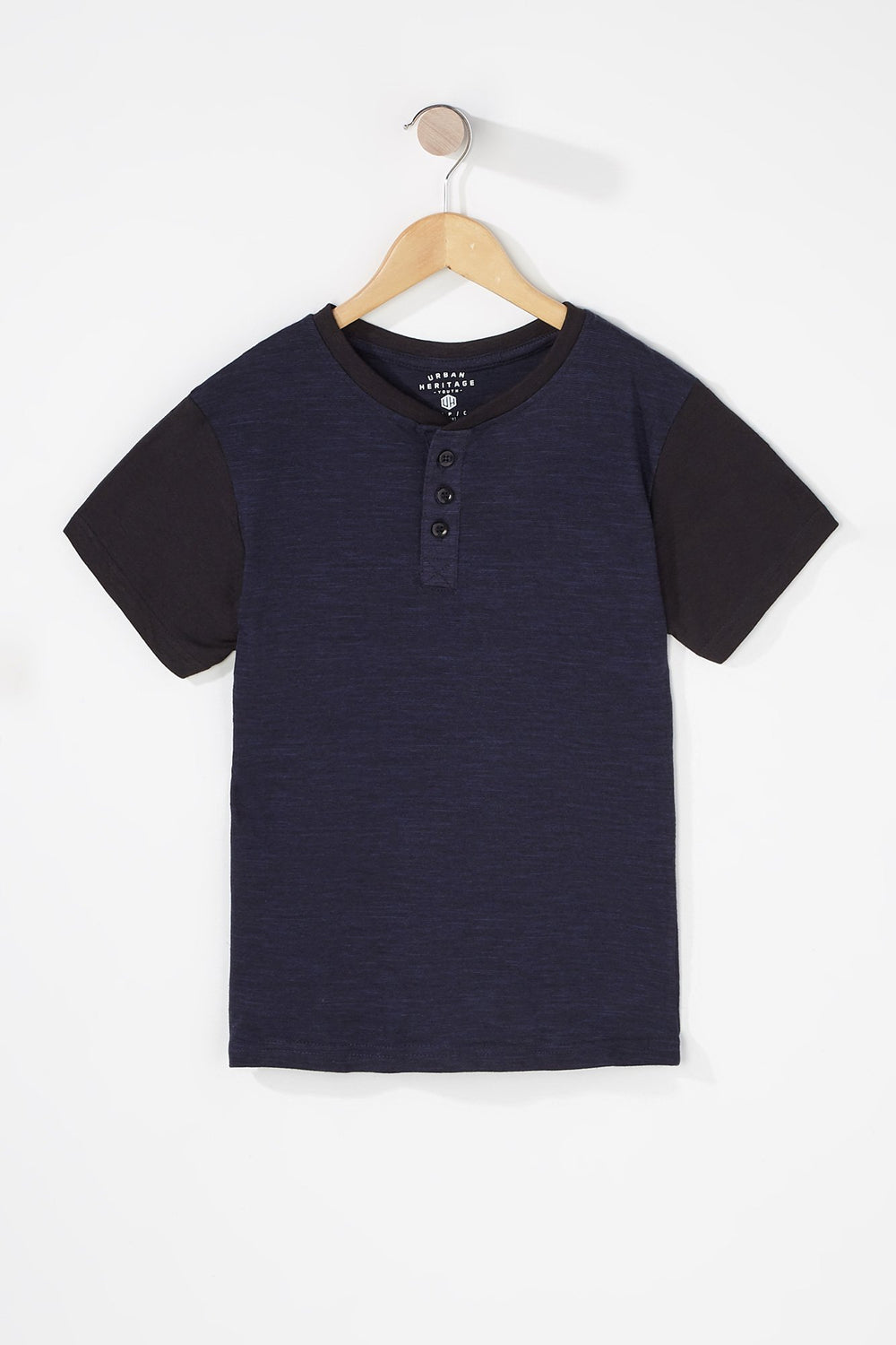 Kids Boys Colour Block Henley T-Shirt Navy