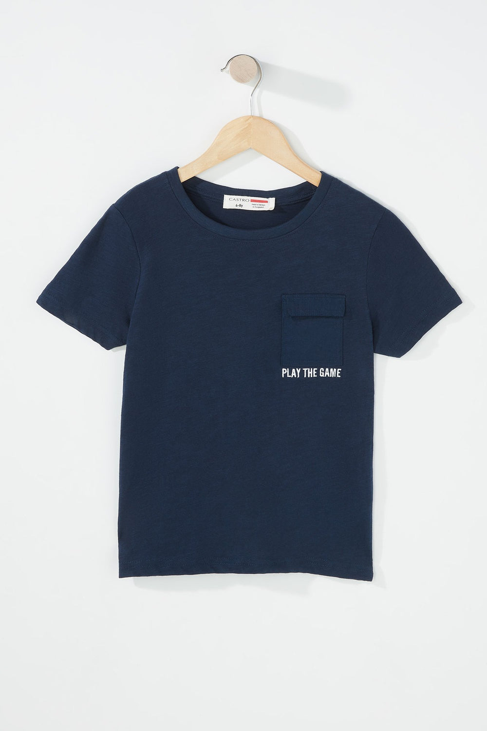 Kids Boys Denim Pocket Play The Game Graphic T-Shirt Navy