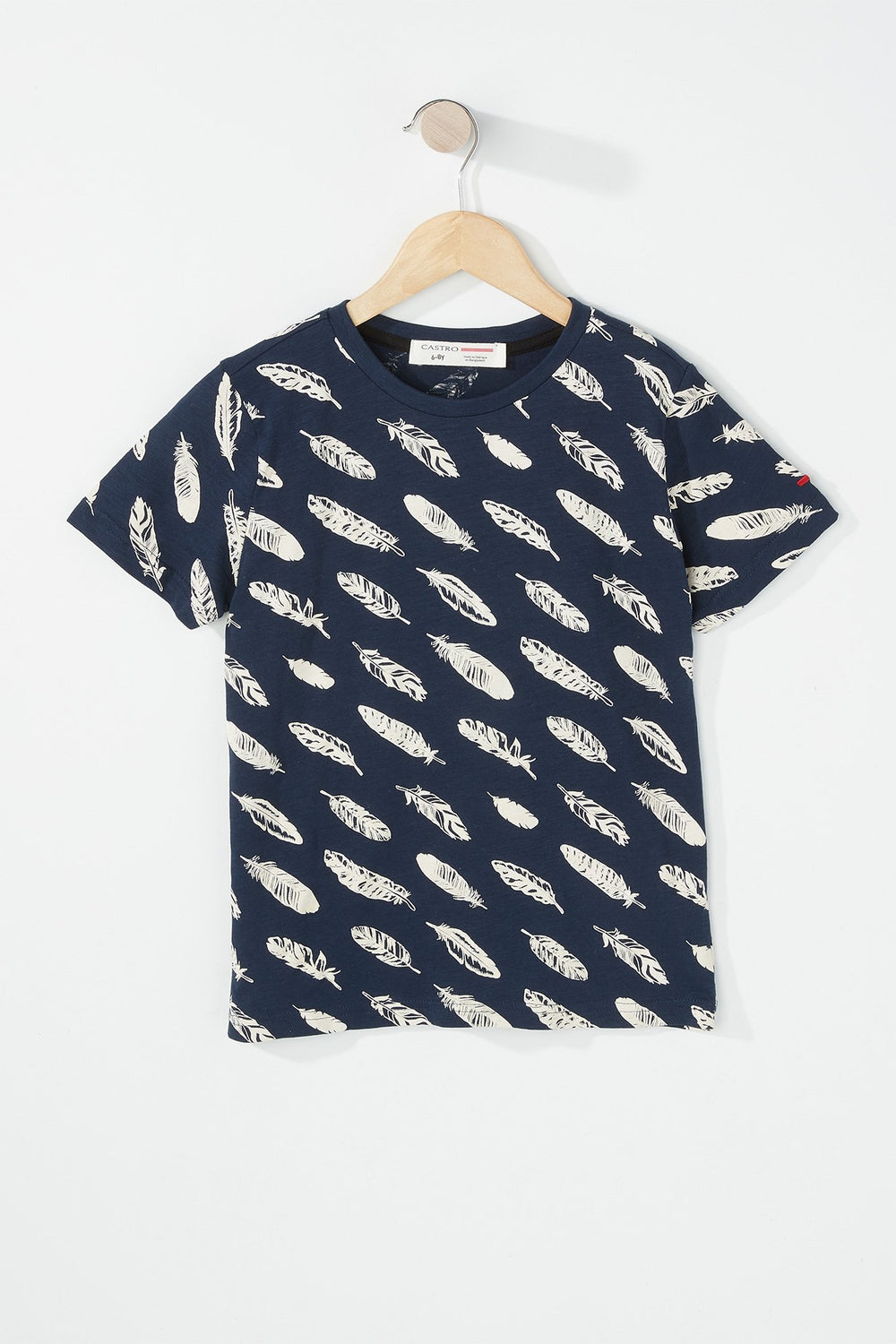 Kids Boys Feather Graphic T-Shirt Navy