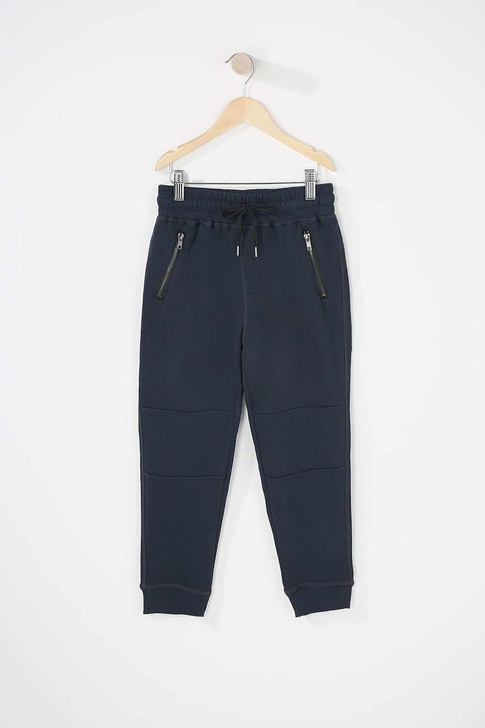 Kids Boys Fleece Zipper Drawstring Jogger Navy
