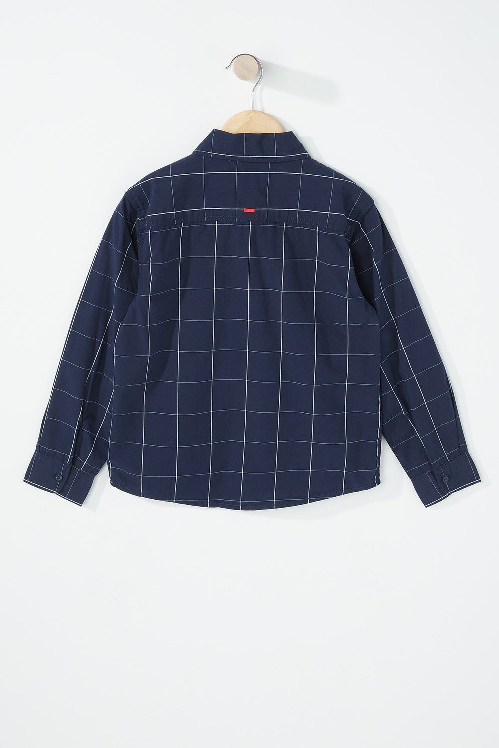 Kids Boys Long Sleeve Checkered Button-Up Shirt Navy