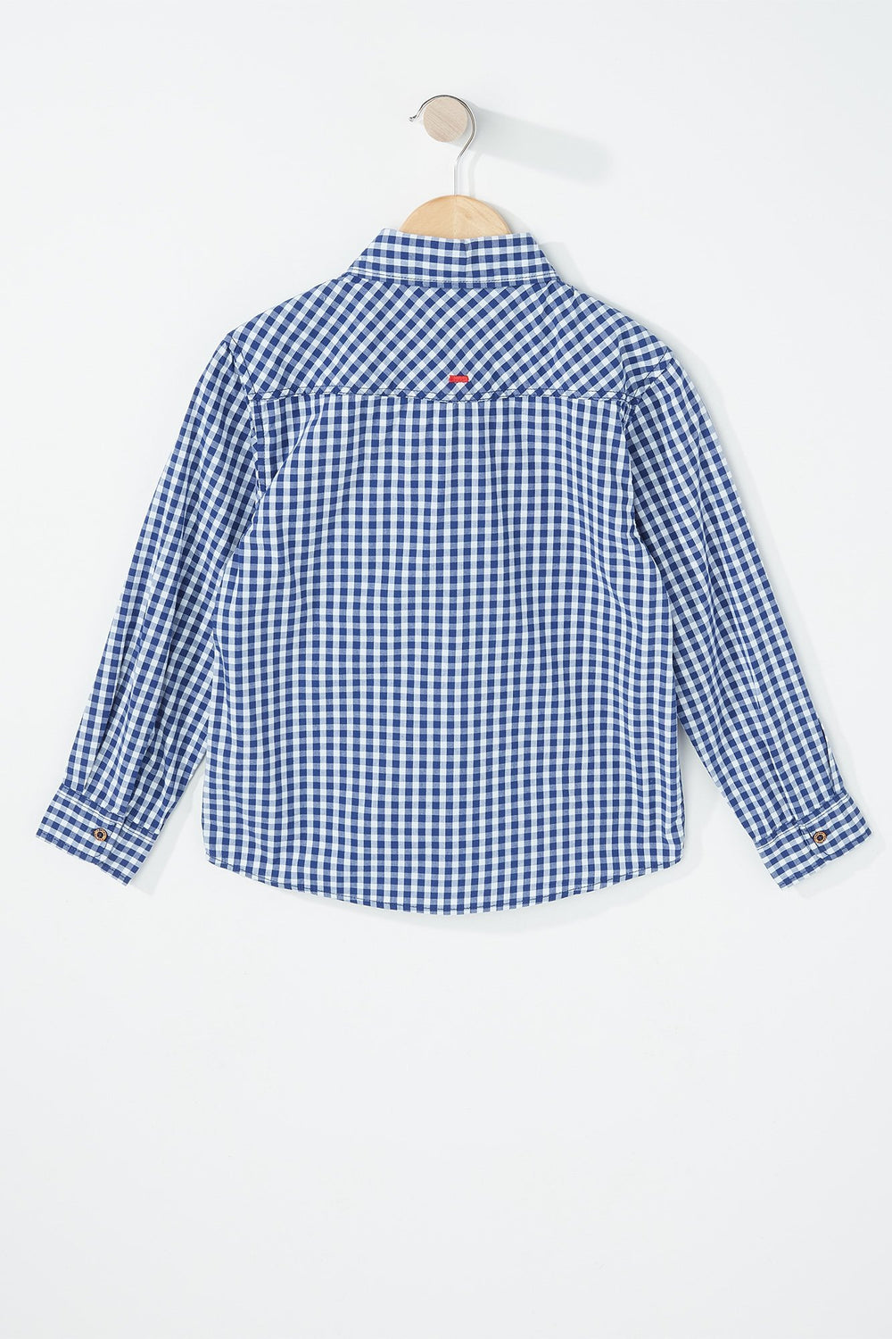 Kids Boys Long Sleeve Checkered Navy Button-Up Shirt Navy