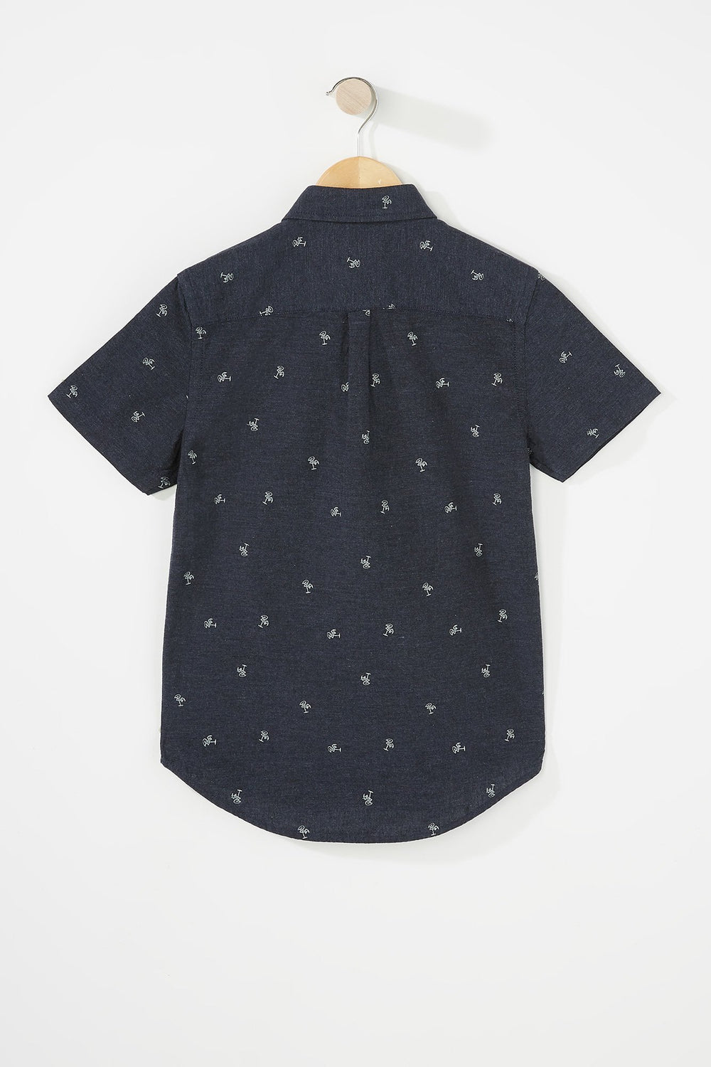 Kids Boys Pinned Collar Printed Button-Up Short Sleeve Shirt Navy