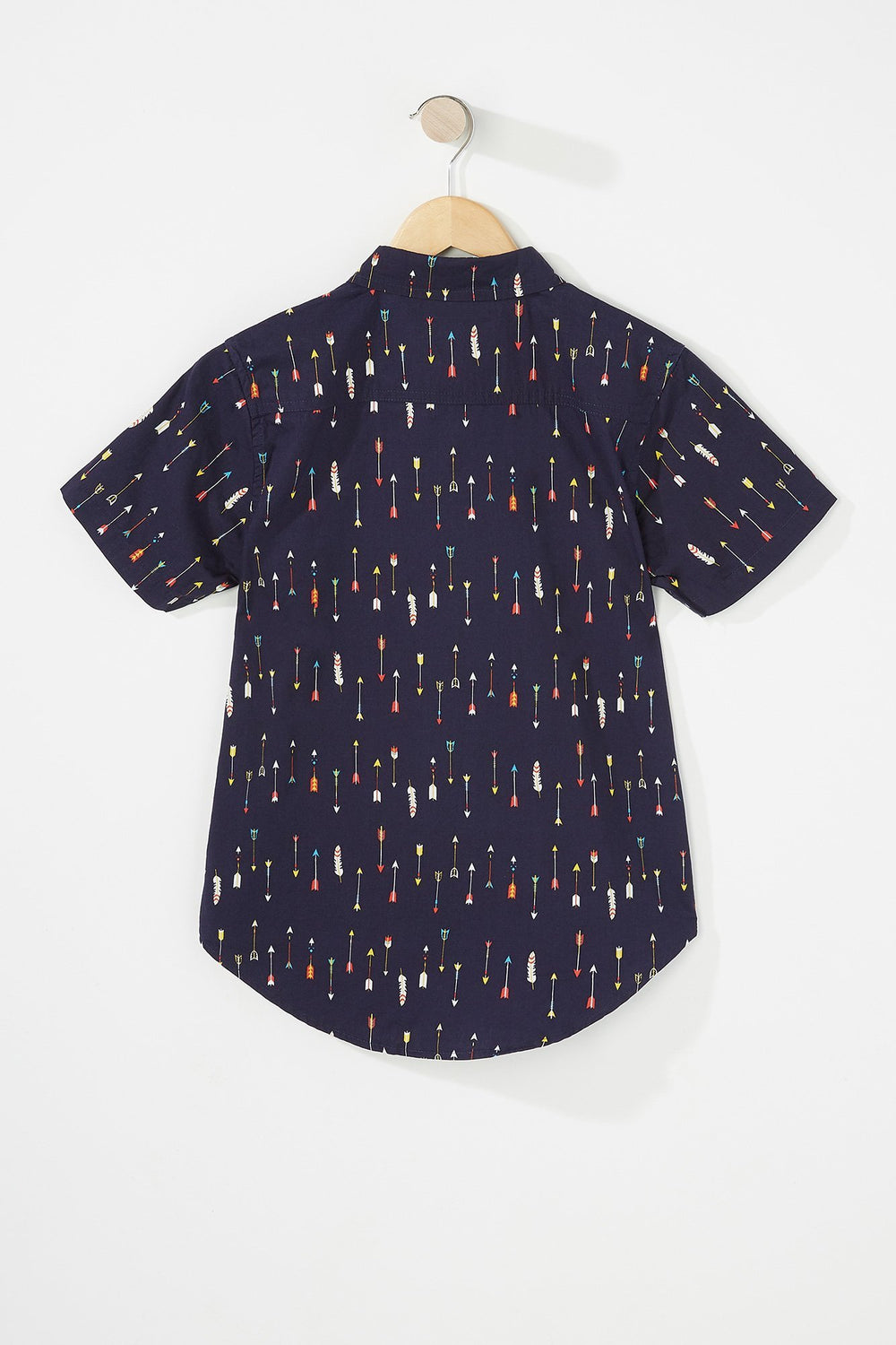 Kids Boys Printed Button-Up Short Sleeve Shirt Navy
