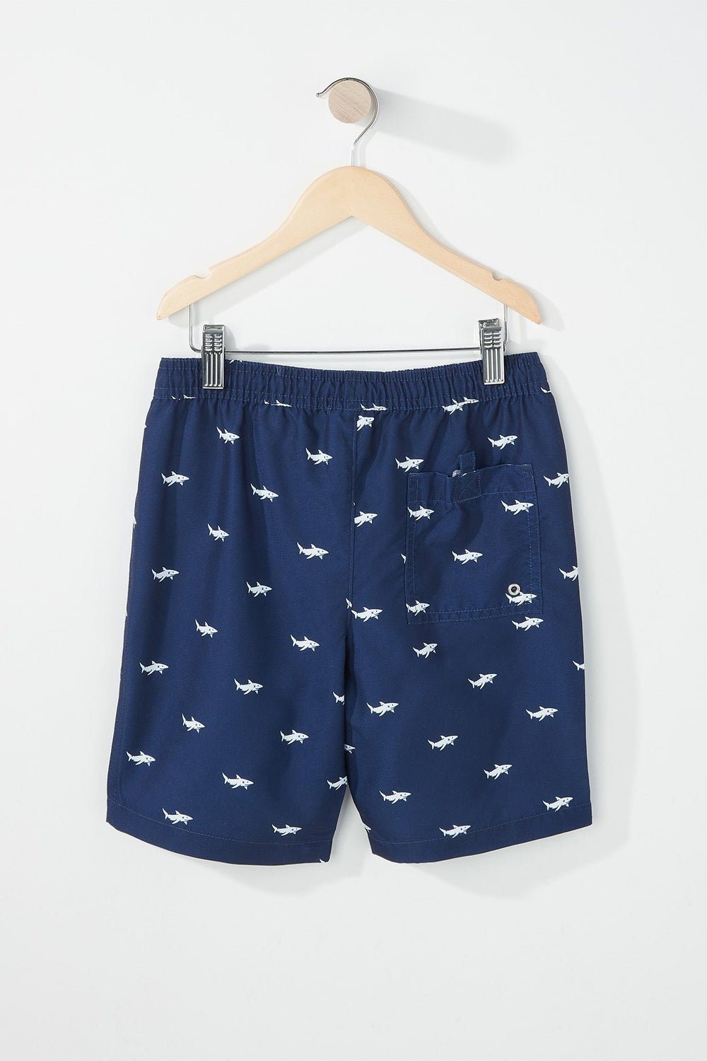 Kids Boys Shark Printed Drawstring Boardshort Navy