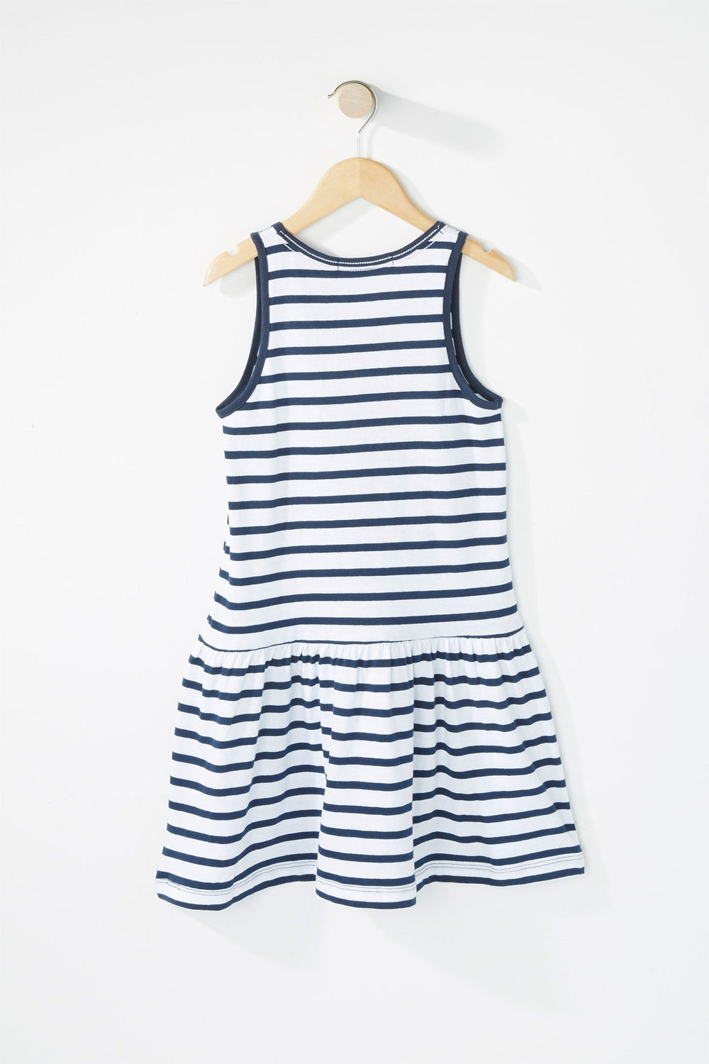 Kids Girls Anchor Striped Peplum Dress Navy
