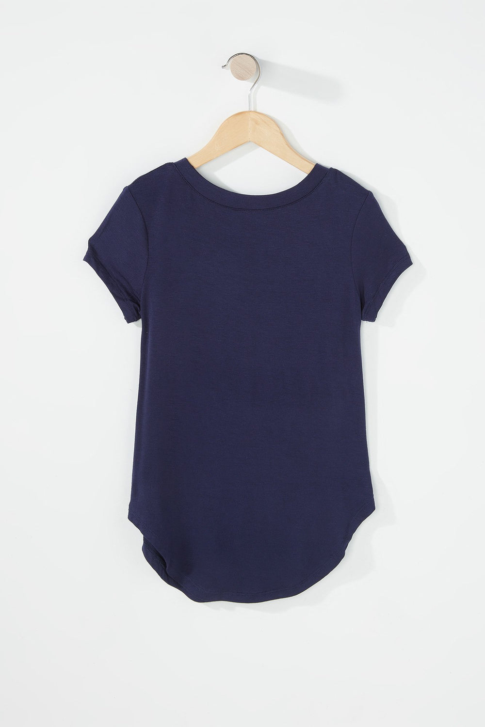 Kids Girls Dolphin Hem Lightweight T-Shirt Navy
