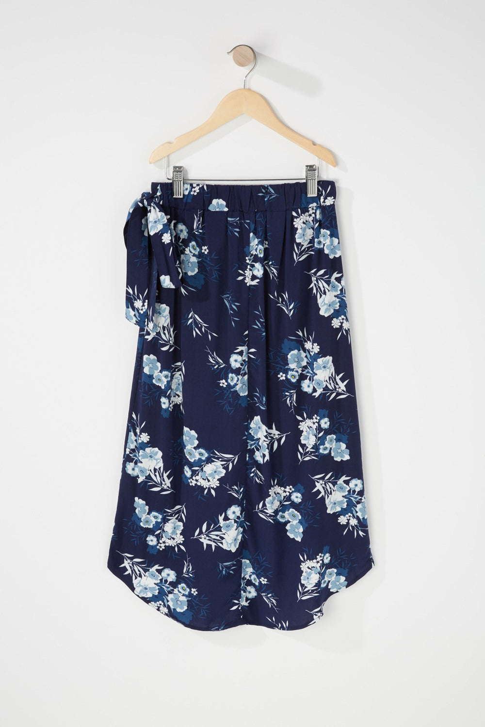 Kids Girls High-Rise Floral Wrap Maxi Skirt Navy