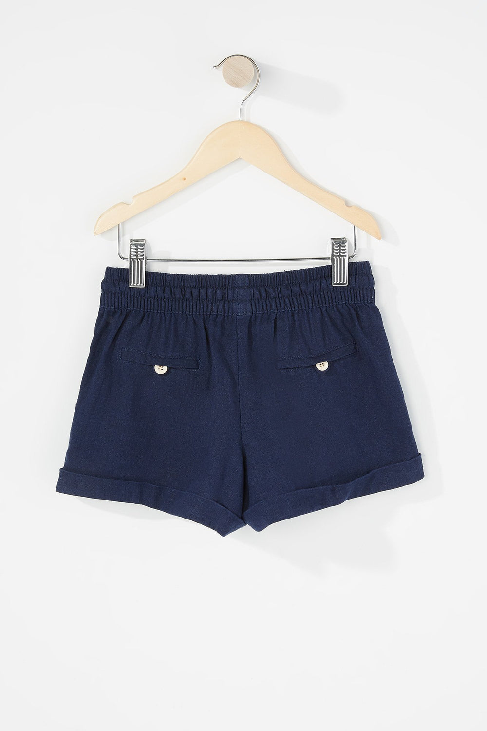 Kids Girls Linen Drawstring Short Navy