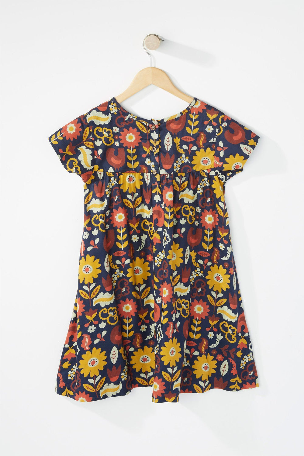 Kids Girls Multi-Coloured Floral Pleated Dress Navy