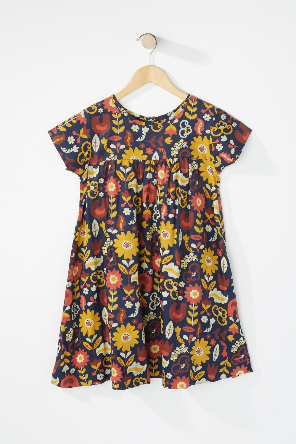 Kids Girls Multi-Coloured Floral Pleated Dress Navy