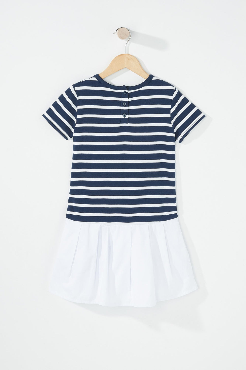 Kids Girls Striped Bowtie Peplum Dress Navy