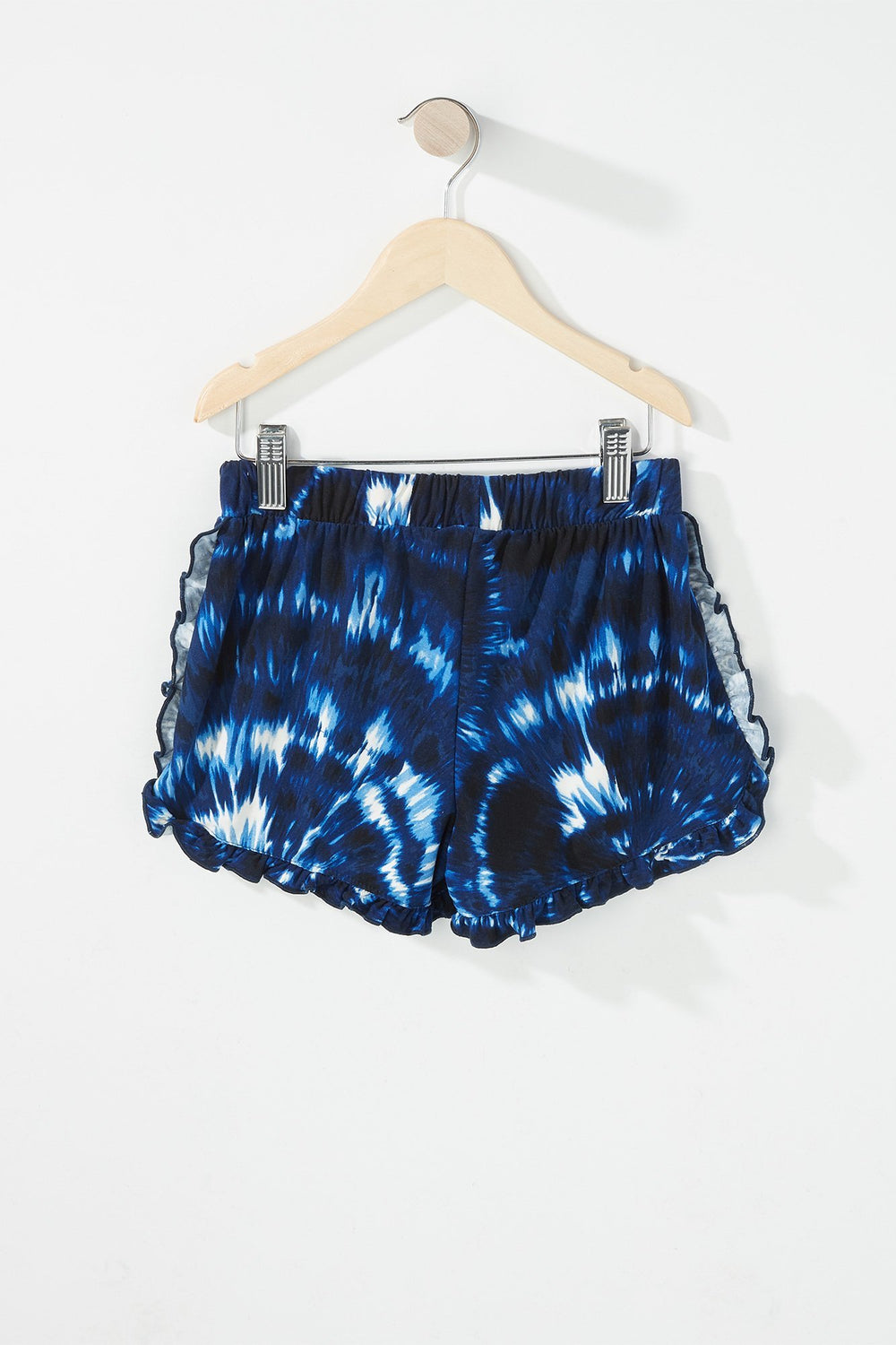 Kids Girls Tie-Dye Ruffle Drawstring Short Navy