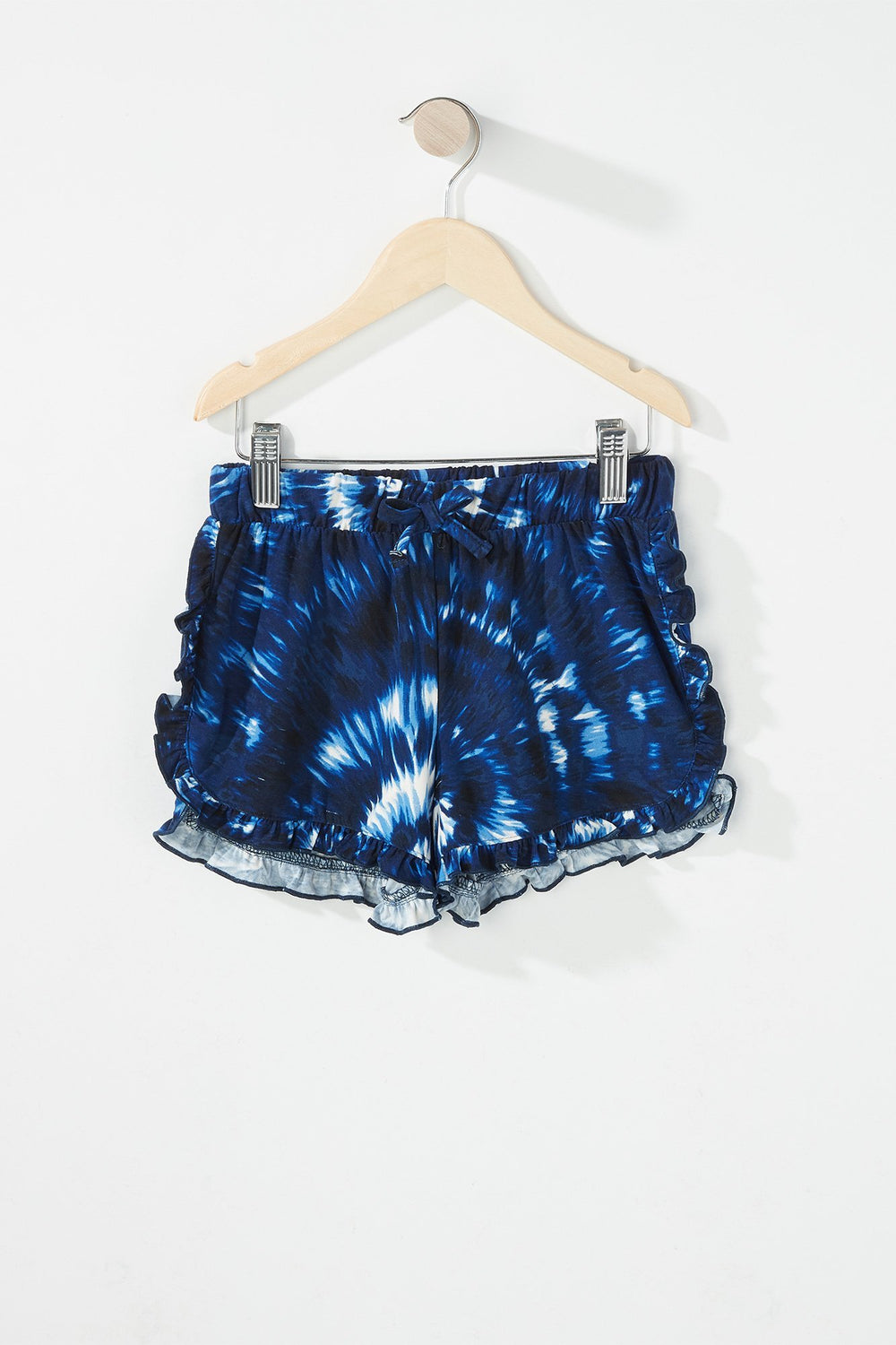 Kids Girls Tie-Dye Ruffle Drawstring Short Navy