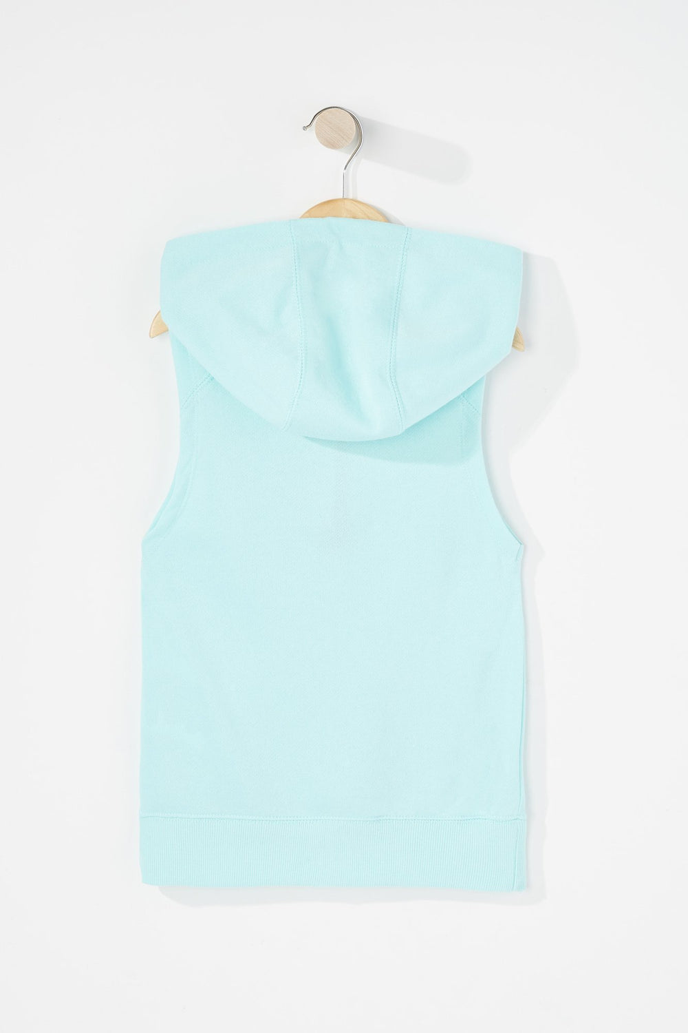 Kids Girls Sleeveless Half-Zip Graphic Popover Hoodie Neon Blue