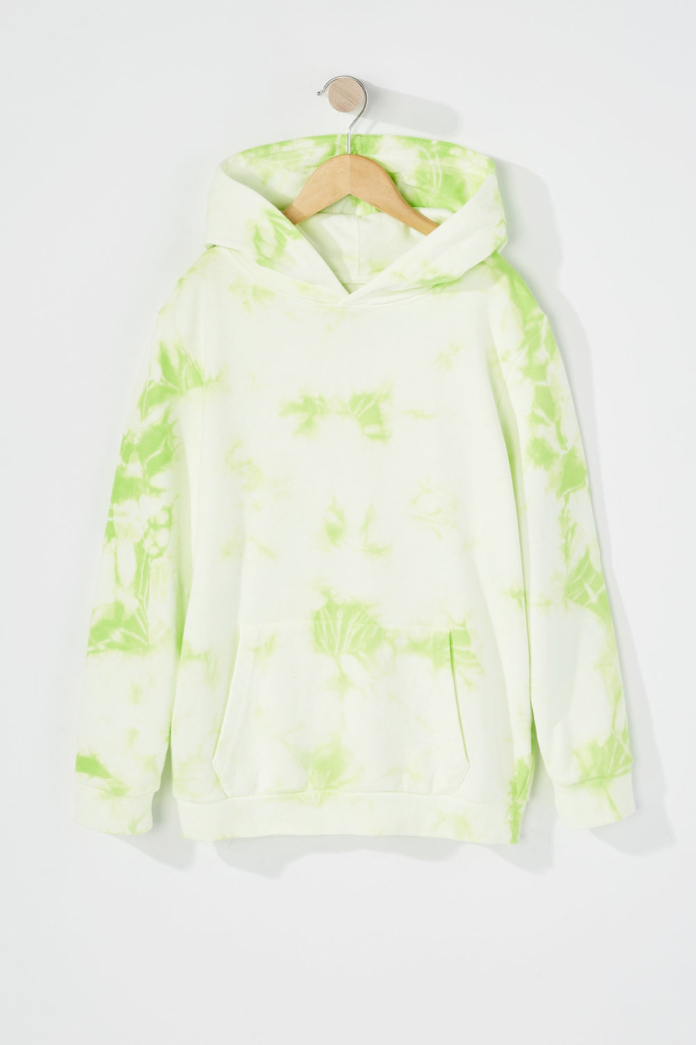 Kids Boys Tie-Dye Popover Hoodie Neon Green
