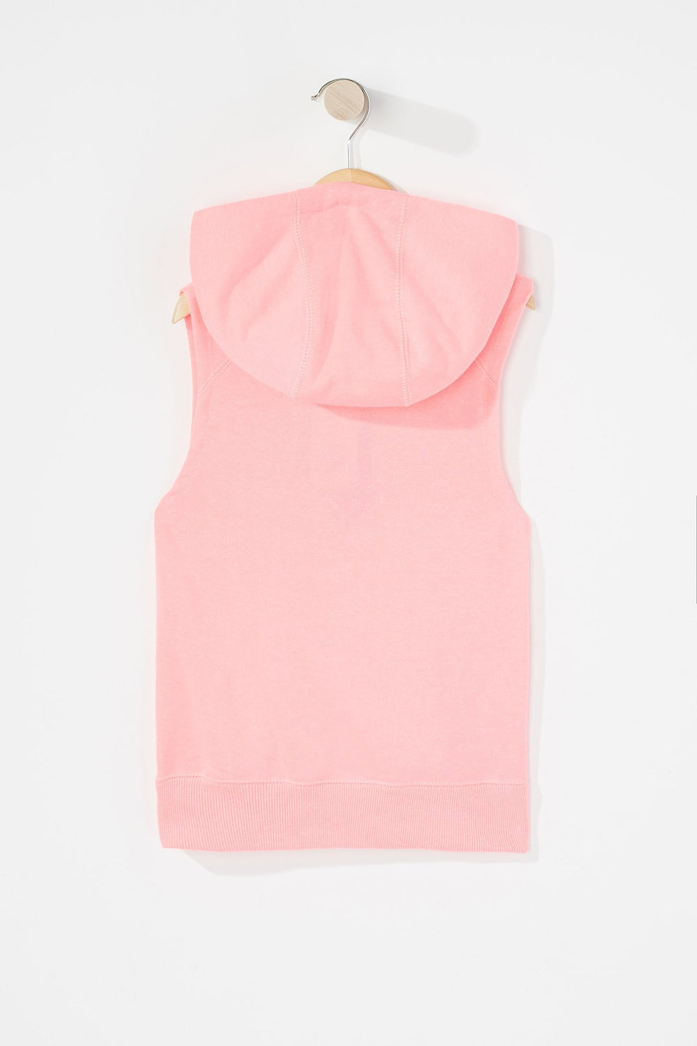Kids Girls Sleeveless Half-Zip Graphic Popover Hoodie Neon Pink